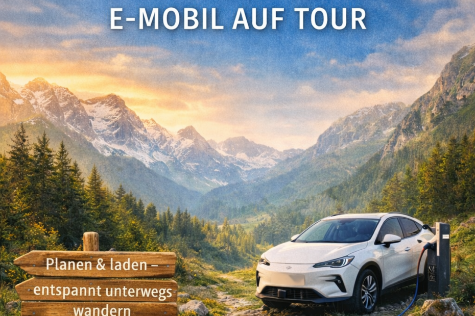 Cover des E-Books E-Mobil auf Tour von Dirk Rüger über Wandern mit dem E-Auto und entspannte Tourenplanung