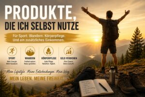 Atomy Erfahrung – Produkte, die ich selbst nutze: für Sport, Wandern, Körperpflege und ein zusätzliches Einkommen; Wanderer bei Sonnenuntergang in den Bergen