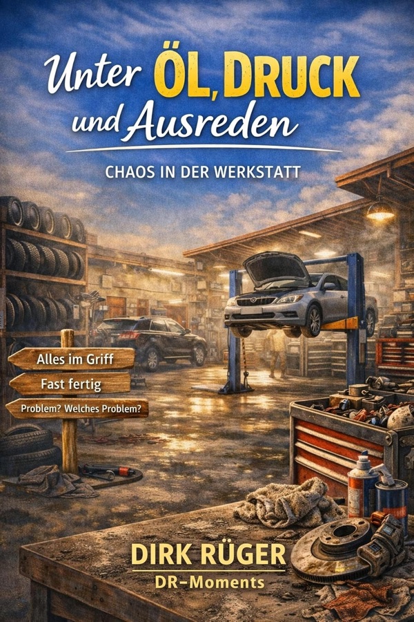 Geschichten aus dem Werkstattalltag – Cover des E-Books Unter Öl, Druck und Ausreden von Dirk Rüger